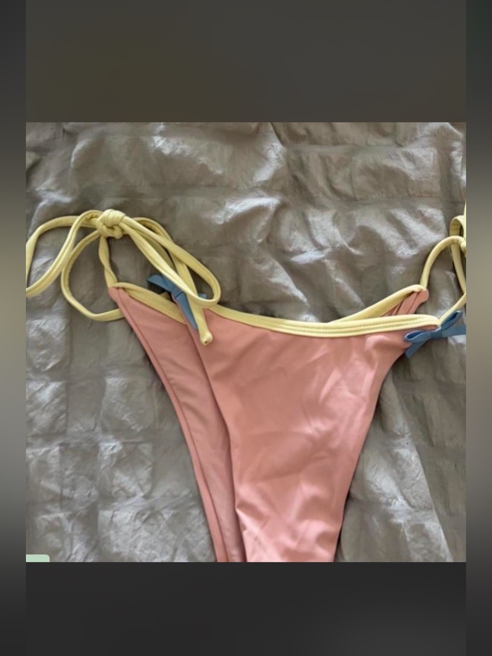 With Jean Pink and Yellow String Bikini Bottom